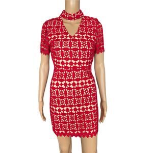J.O.A Red Lace Mini Dress Size XS